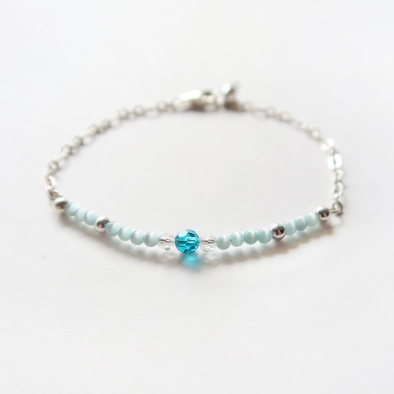 925 Silver summer cool blue and green lines - opal crystal bracelet / gift / Valentine's Day / friends - สร้อยข้อมือ - วัสดุอื่นๆ สีน้ำเงิน