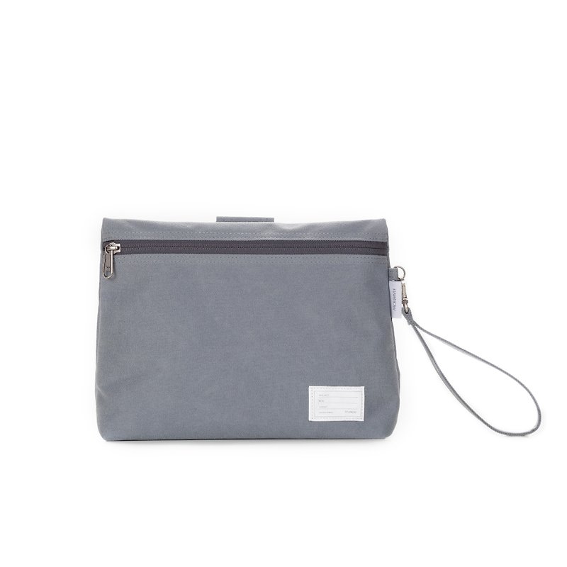 內袋系列-兩用收納袋(手拿/收納)-岩灰-RMD220GR - 化妝袋/收納袋 - 棉．麻 灰色