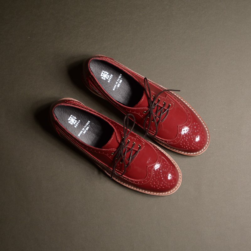 Platform Derby | Cardinal Red - รองเท้าลำลองผู้หญิง - หนังแท้ สีแดง