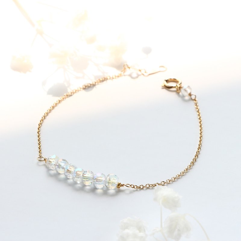 Crystal quartz simple bracelet-14kgf - สร้อยข้อมือ - เครื่องเพชรพลอย ขาว