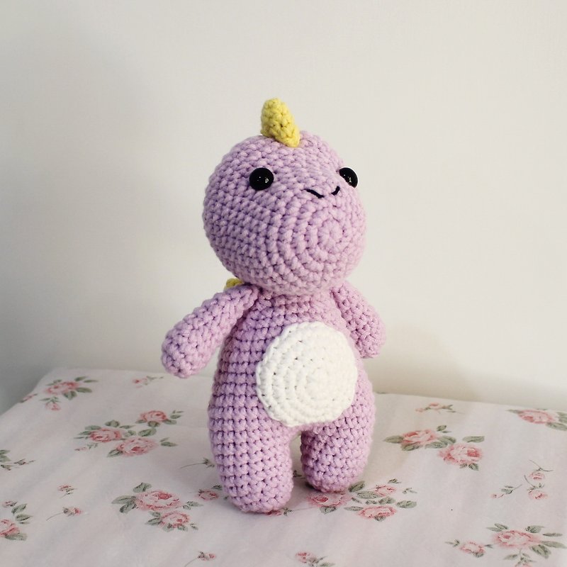 Purple dinosaur Dragon Taro hand crocheted - ตุ๊กตา - ผ้าฝ้าย/ผ้าลินิน สีม่วง