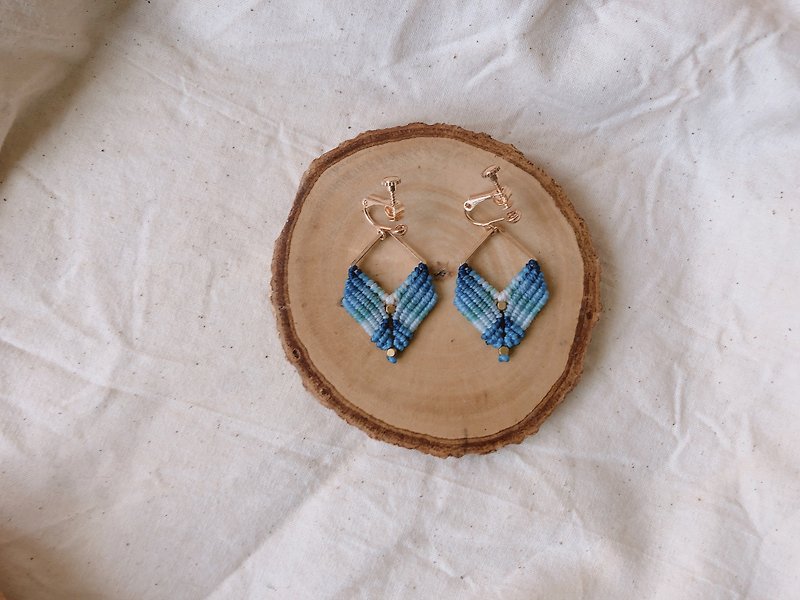 macrame Wax rope braided earrings-interwoven (square) - Earrings & Clip-ons - Waterproof Material Multicolor