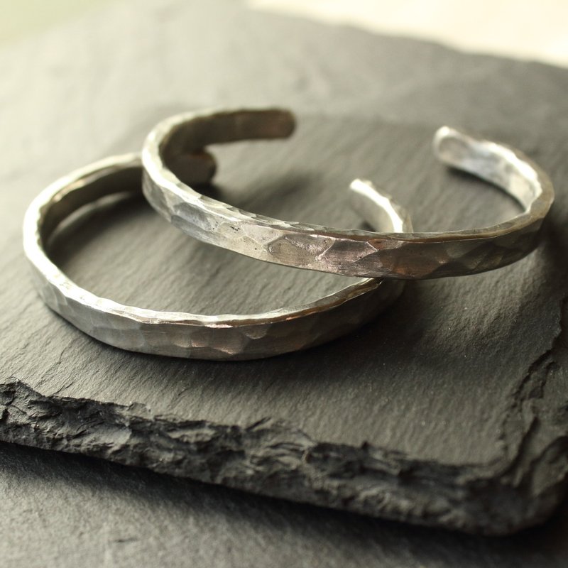 Tin × silver bracelet [Plate Tin Bangle] Bangle Silver metal Japan - Bracelets - Silver Silver