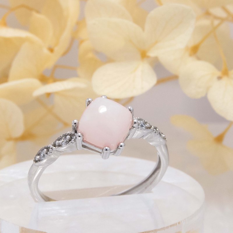 Pink Egg White October Stone Summer Sterling Silver Ring - แหวนทั่วไป - เครื่องเพชรพลอย สึชมพู