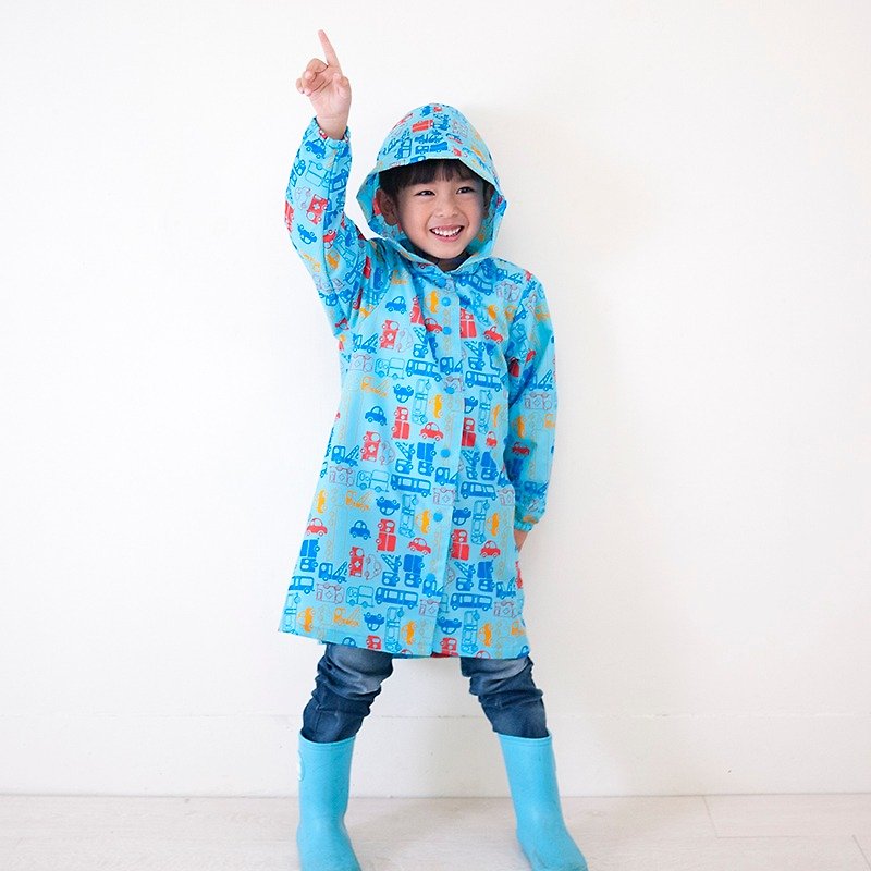 車車總動員淺藍色兒童風雨衣 (好多汽車) - 兒童雨衣/雨傘 - 防水材質 藍色