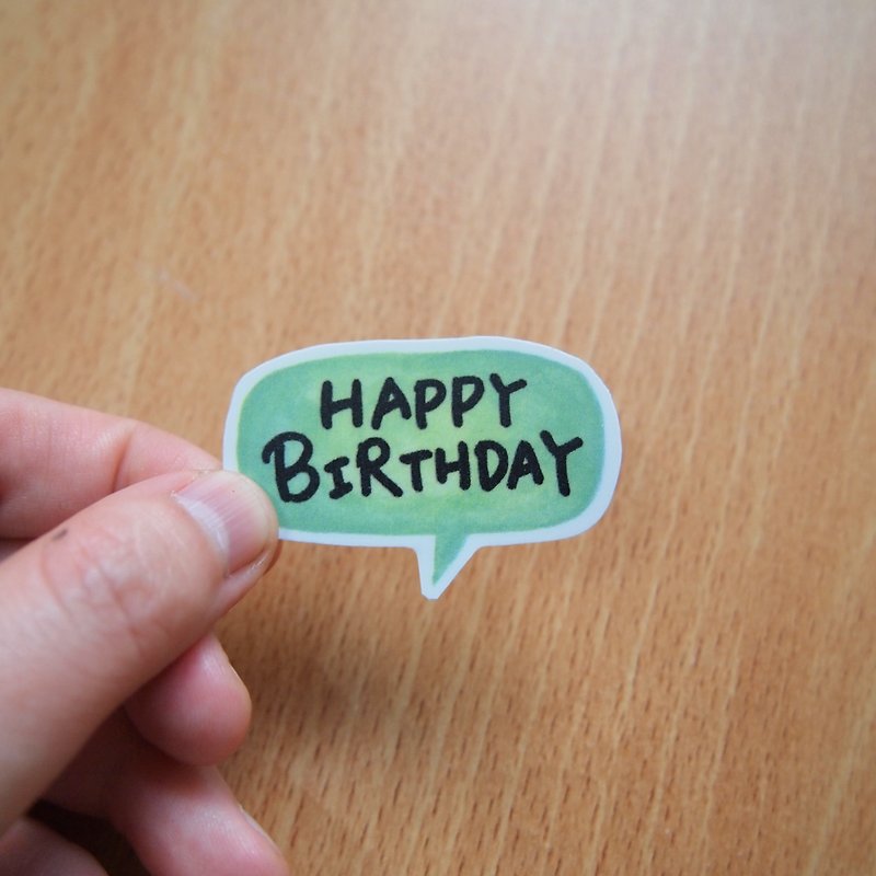 Text Dialog Water Sticker - Happy Birthday (English) - Stickers - Paper Multicolor