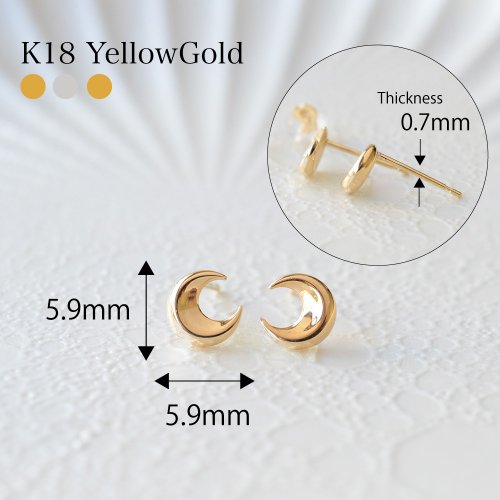 K18イエローゴールド 三日月ピアス - ショップ JEWELRY and