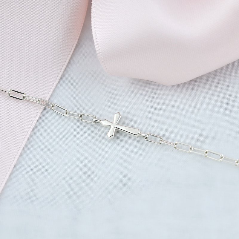 Sterling Silver Cross Bracelet,SV925 - สร้อยข้อมือ - เงินแท้ สีเงิน