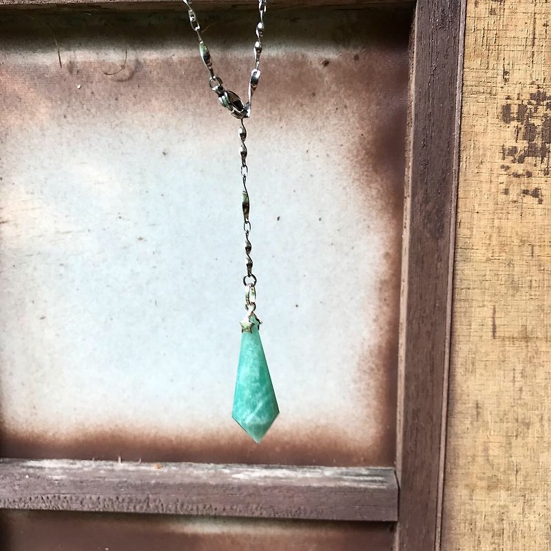 【Lost And Find】tinny size Natural Amazonite star necklace - Necklaces - Gemstone Green