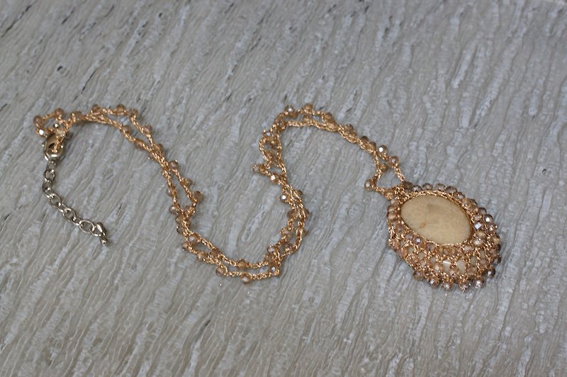 Hand Crocheted Semi Precious Stone Gem Necklaces - Necklaces - Gemstone Khaki