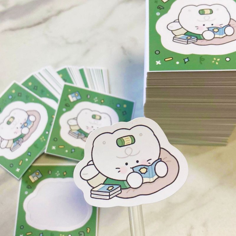 PPODU, while reading comic books peel-off sticker - Korean Cute Diary (lintam) - 貼紙 - 紙 綠色