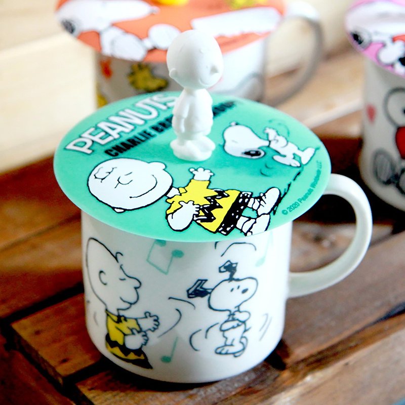 [New Year's Eve/Gift/Free Shipping/Special Offer] SNOOPY Snoopy Harmony Mug + Lid (Dancing) - Cups - Pottery Multicolor
