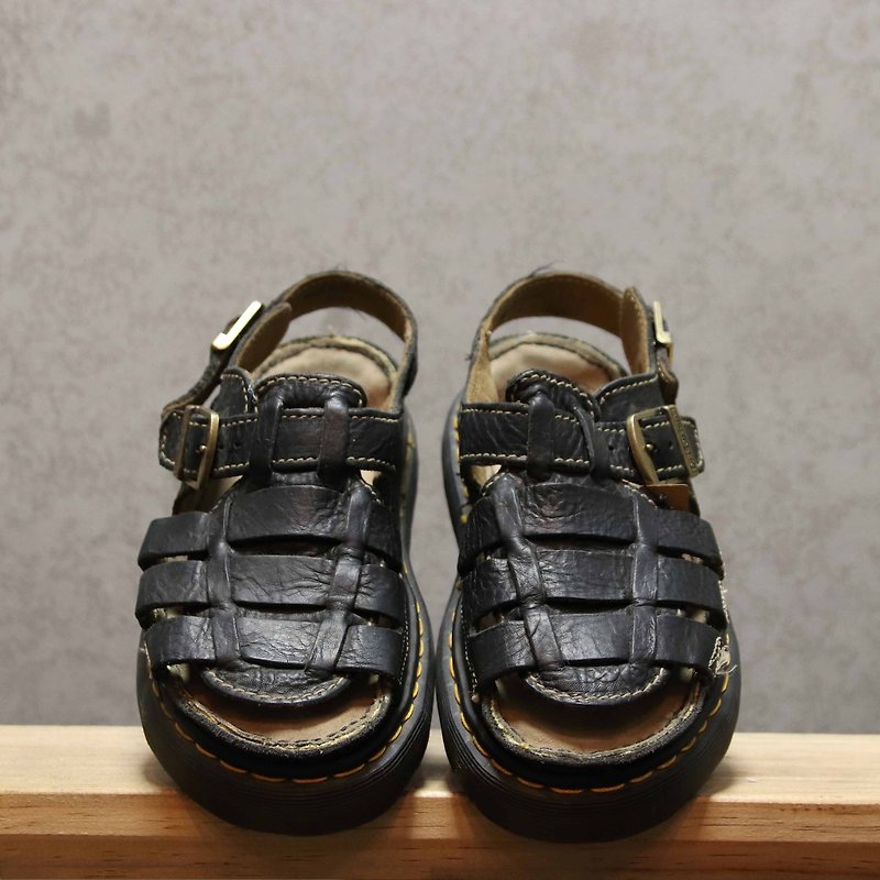 Tsubasa.Y Antique House Black 008 Martin Sandals, Dr.Martens England - Sandals - Genuine Leather 