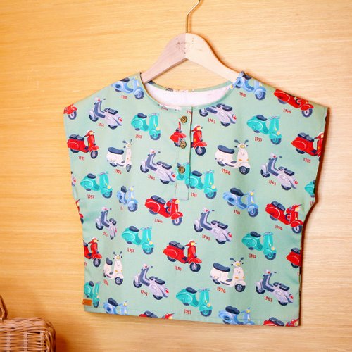 Square Crisp Top-Nostalgic Motorcycle Children&amp;#39;s Vest Hand-made Breathable Sleeveless Popular Summer School Season
