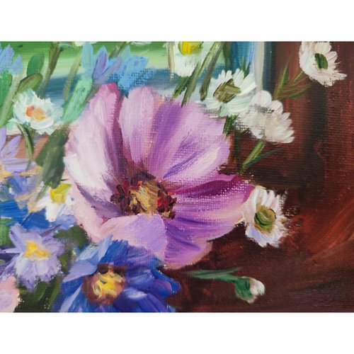 野生の花の絵画 花 オリジナルアート キャンバス 静物画 油絵