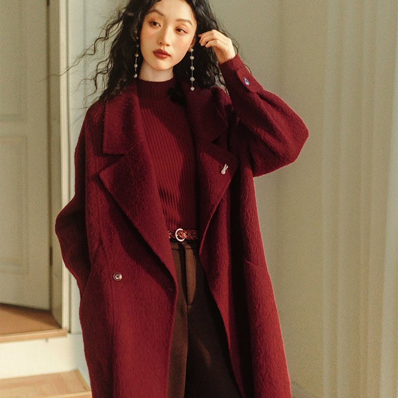 雙面長款雙面大衣D2CH06561-G - 女大衣/外套 - 羊毛 多色