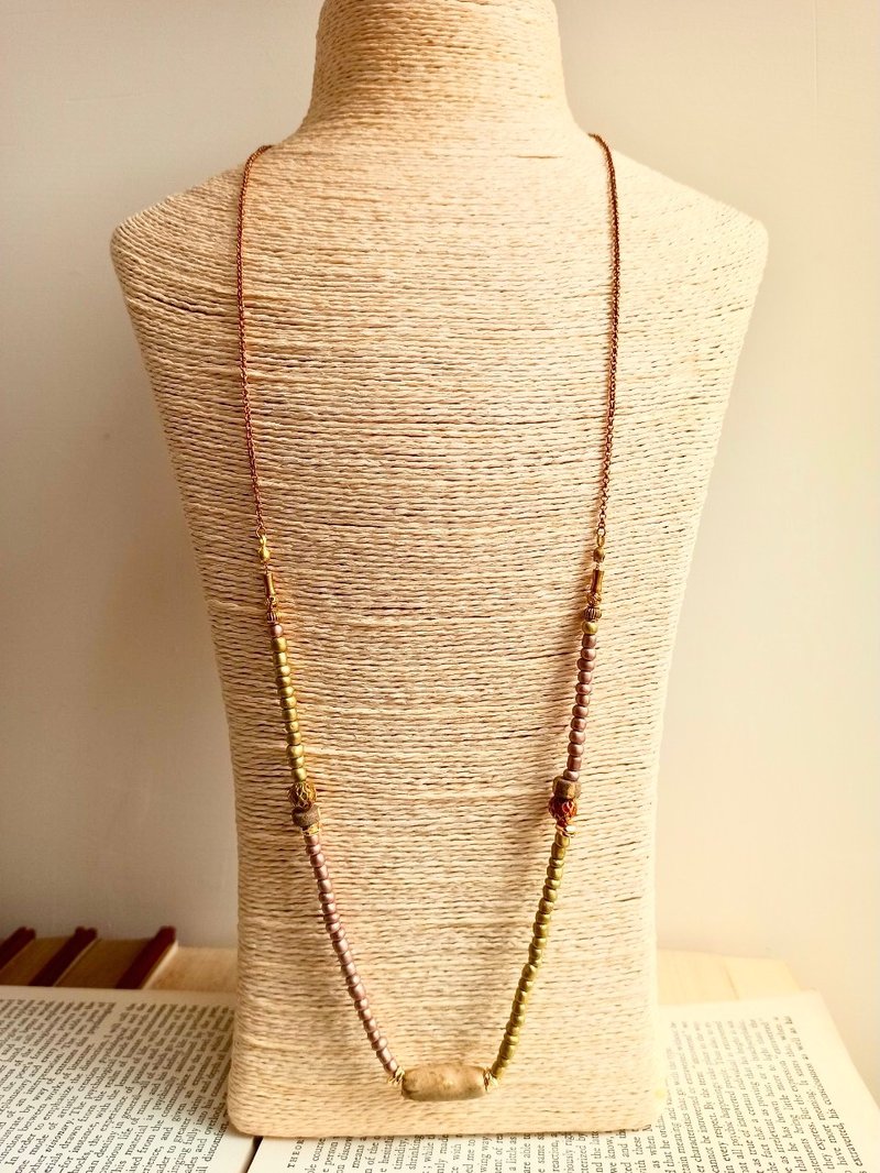 Styling diffuser long necklace - Necklaces - Pottery Multicolor