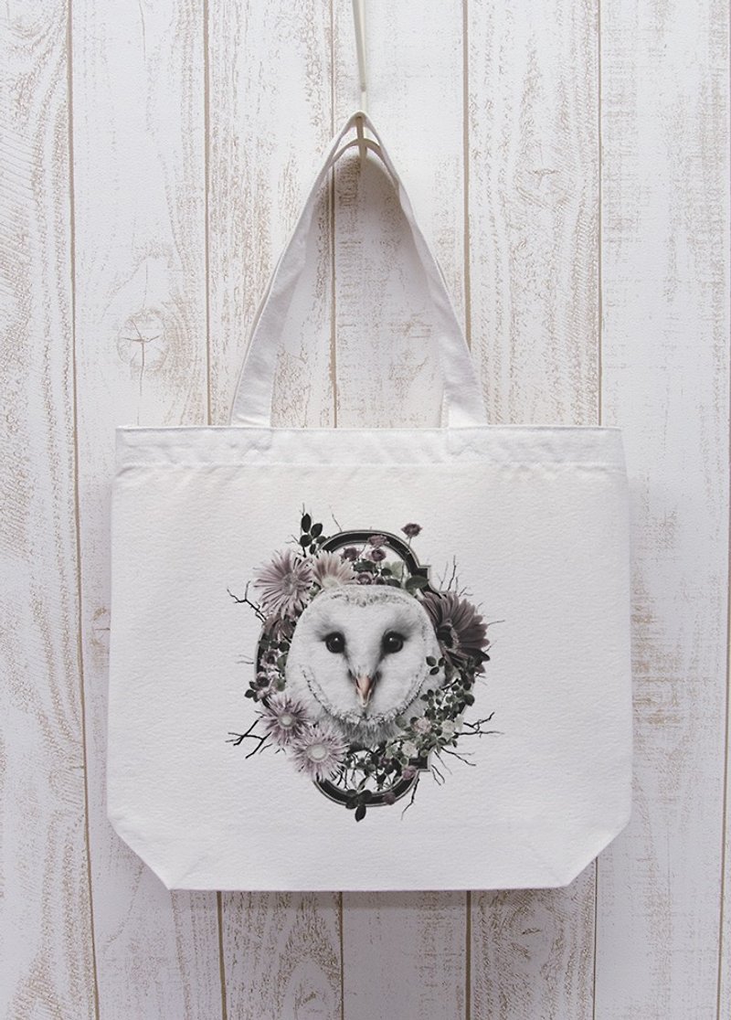 ronronBARNOWL Flower Frame Outing Tote Natural / R026-BT-NA - Other - Cotton & Hemp White