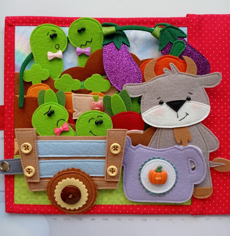 Vegetables set,Home game,兒童玩具 ,益智玩具,Set of felt for the game board - 寶寶/兒童玩具/玩偶 - 其他材質 紅色