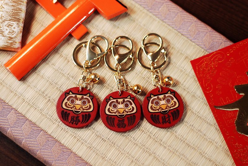 [New Year Limited] [Must-buy for the Year of the Ox] [Dharma key ring] Super cute cow and motorcycle king Dharma leather key ring - ที่ห้อยกุญแจ - หนังแท้ 
