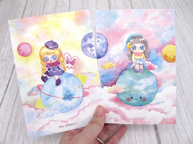 星球 明信片組合2張 - 卡片/明信片 - 紙 黃色