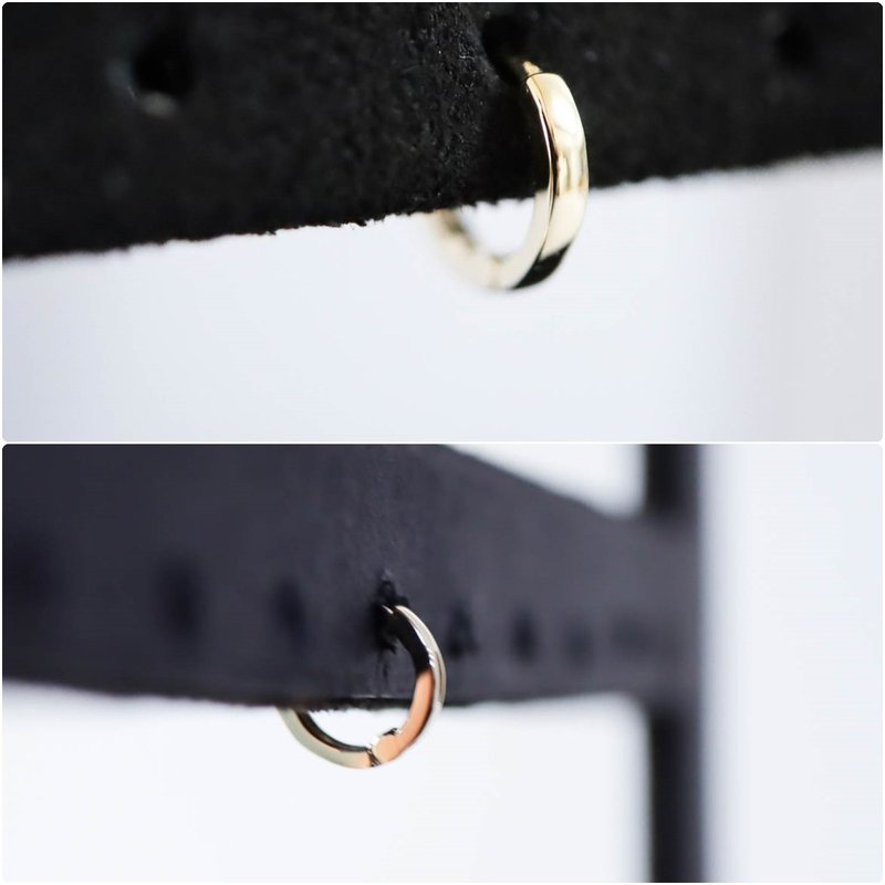 Earrings 14K plain hoop earrings yellow K gold Rose Gold hoop earrings - Earrings & Clip-ons - Precious Metals 