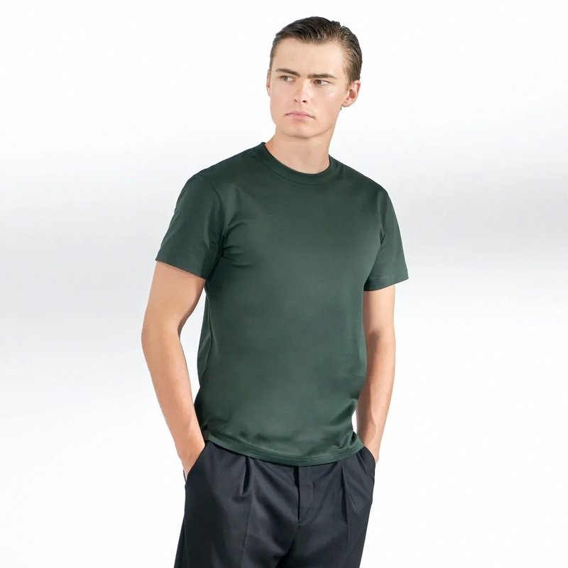 Bread & Boxers Crew-Neck Pima 圓領男用高端厚T - 森林綠 - 男 T 恤 - 棉．麻 綠色