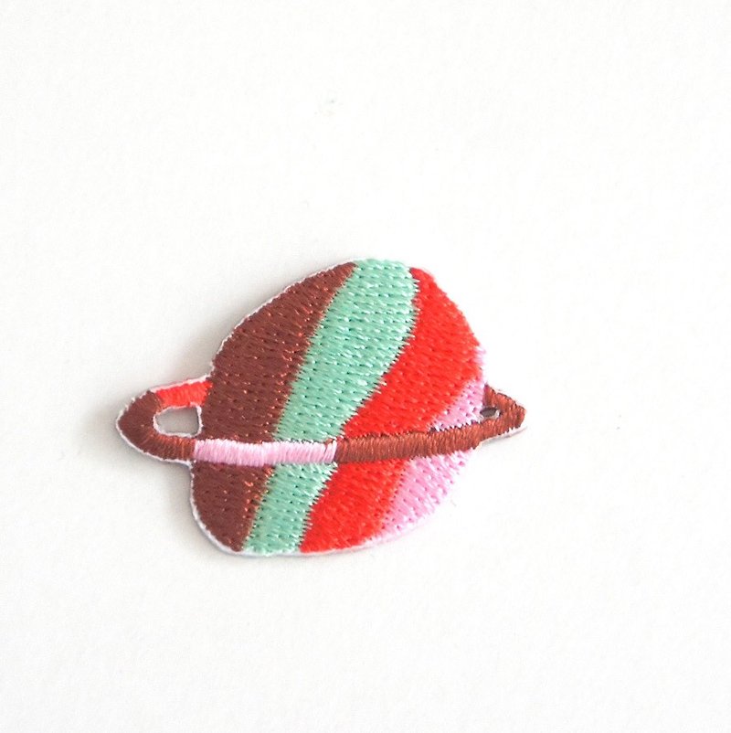 Green Planet coffee patch / pin - Brooches - Thread Red