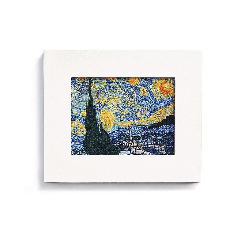 Fine embroidery / magnet frame / Van Gogh [Starry Night] - กรอบรูป - งานปัก 