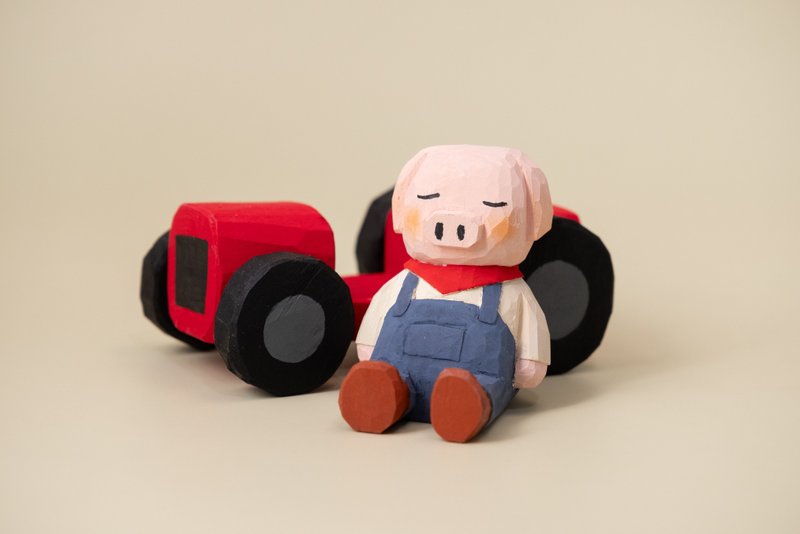 The Farmfolk Piggy boy - 公仔/玩偶 - 木頭 紅色