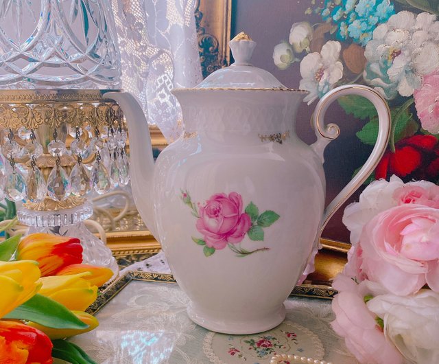 1950 German century-old hand-painted bone china coffee pot flower teapot  stock large size teapot - Shop Annie's antiques Teapots & Teacups - Pinkoi