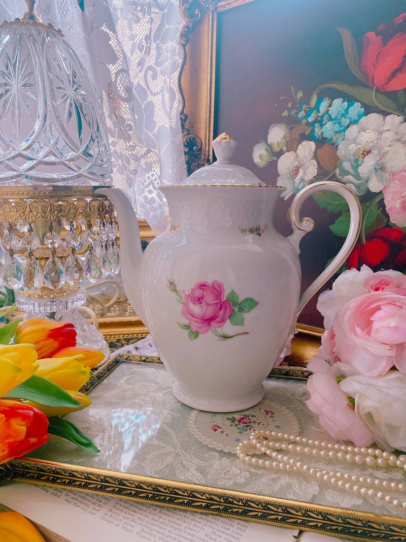 1950年德國百年手工手繪骨瓷咖啡壺花茶壺 庫存品大尺寸茶壺 - 茶壺/茶杯/茶具 - 瓷 