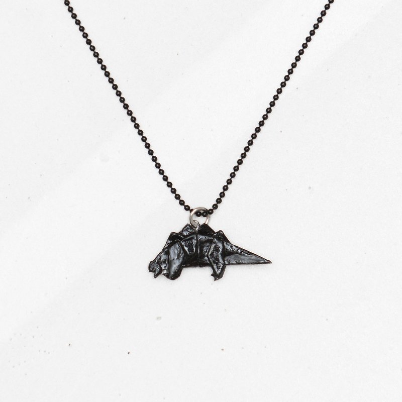 \Dark Jurassic/ Origami Necklace_ Stegosaurus - Necklaces - Paper Black