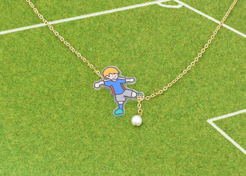 サッカー少年のネックレス - ネックレス - アクリル 多色