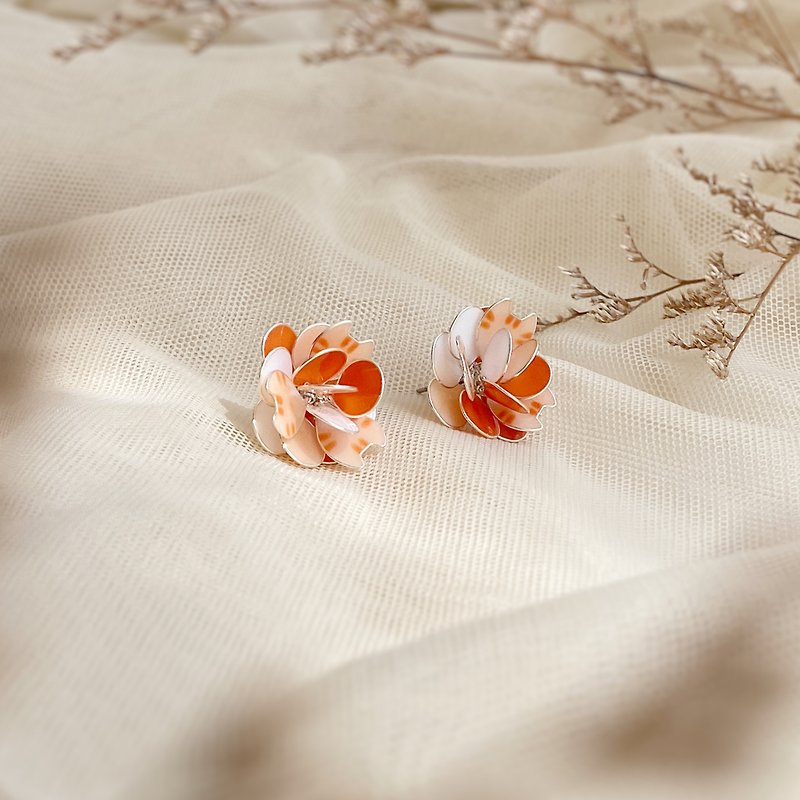 Ready stock orange cat | cat impression earrings cat lover can change clip-on earrings - Earrings & Clip-ons - Resin Orange