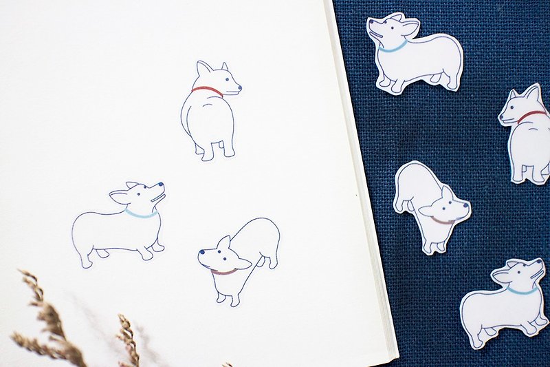 Maotu-Feeling Practice Transparent Sticker (Corgi Dog) - Stickers - Paper Blue