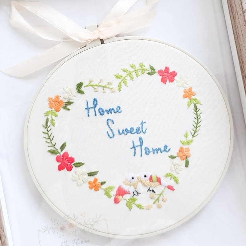 (DIY KIT) Sweet Home Embroidery Hoop Art Home Decoration and Housewarming Gift - Knitting, Embroidery, Felted Wool & Sewing - Thread White