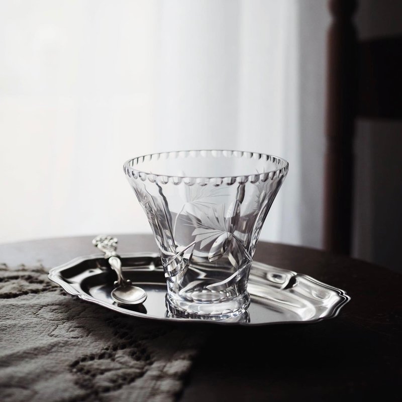 復古 水晶玻璃 花卉切割 甜品杯 / 雪糕杯 - 其他杯子 - 水晶 透明