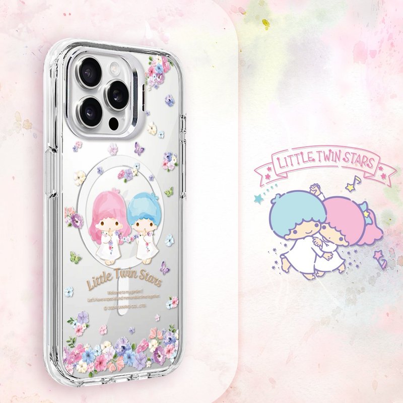 Sanrio iPhone full range of shockproof dual-material invisible stand magnetic phone cases - Flower Language Gemini - Phone Cases - Other Materials Multicolor