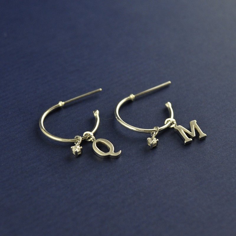 Personalized Alphabet Hoop Earrings,Customized,Sterling Silver - Earrings & Clip-ons - Sterling Silver Blue