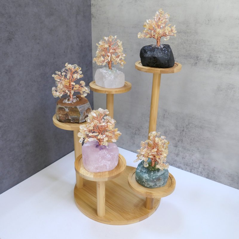Mini Citrine Tree and Five Elements Ore Stand - ของวางตกแต่ง - คริสตัล 