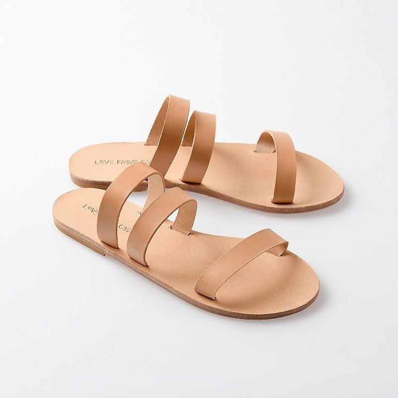 Love from cyprus minimalist handmade leather sandals (color optional) - รองเท้าลำลองผู้หญิง - หนังแท้ 