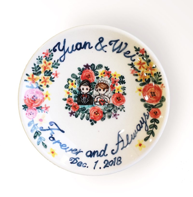 Hand-painted small dish-customized exclusive pattern customization - Small Plates & Saucers - Porcelain White