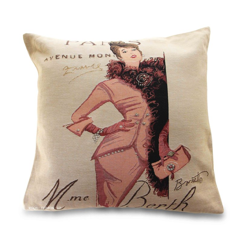 European Royal Jacquard Pillow Limited Edition 1 Fashion Parisian Elegant Woman - Pillows & Cushions - Cotton & Hemp 