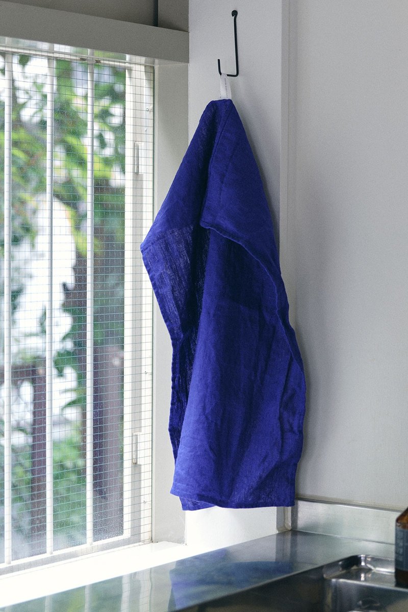 現貨 - 日本 Fog Linen Work - 厚織款 100% 亞麻廚房萬用巾 靛藍 - 桌布/桌巾/餐墊 - 亞麻 藍色