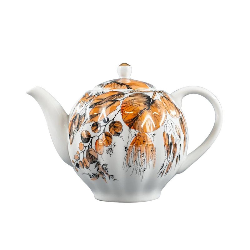 俄羅斯Imperial Porcelain夕陽花園22K金手工600ml茶壺(20盎司) - 茶壺/茶杯/茶具 - 瓷 金色