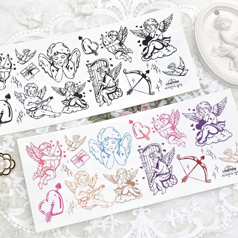 :Baby Angel (Black/Color): Matte Transparent sticker - 貼紙 - 其他材質 