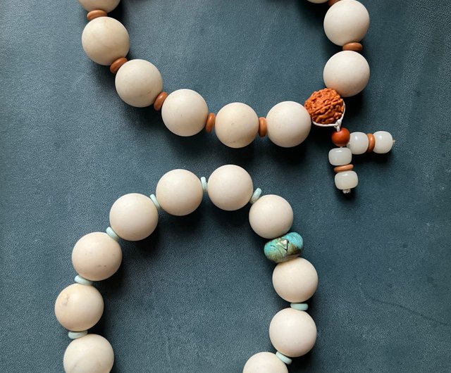 鶏の骨白古翡翠ビーズ紐手持ち数珠/古い物/上質な翡翠の品質