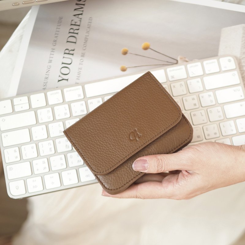 Cony (Walunt brown) : Short wallet, Leather wallet, Zip wallet, Soft leather - 錢包/皮夾/長短夾 - 真皮 咖啡色