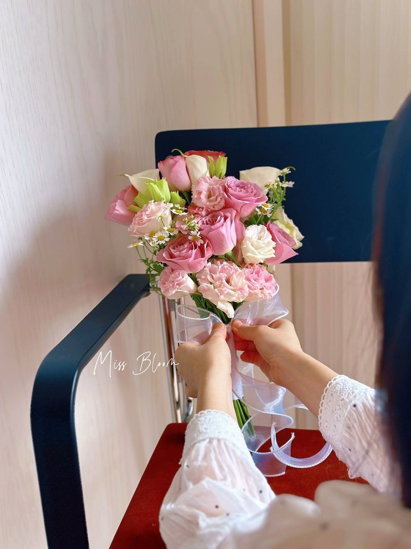 鮮花 新娘捧花 登記捧花 花束 淺粉紫色系捧花 - 乾燥花/永生花 - 植物．花 